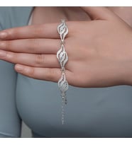 Gümüş İkili Yaprak Telkari Kadın Bileklik