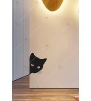 Kedi Koridor Duvar Dekor Hediyelik Eşya Ahşap Tablo (Siyah)