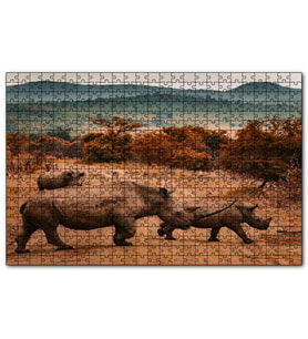 Cakapuzzle Muhteşem Boynuzlu Gergedan ve Yavrusu  Puzzle Yapboz MDF (Ahşap) (120 Parça)