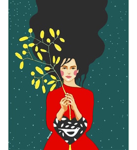 Kadın ve Dal Sayılarla Boyama Seti 40x 50 cm ( Tuval Şasesine Gerili)