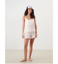 LCW DREAM Pembe U Yaka Çiçekli Askılı Kadın Şortlu Pijama Takımı
