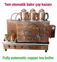 3 gözlü Bakır Tam Otomatik Çay Kazanı Elektrik + doğalgazlı Ce Belgeli ve  Gazmer açılış onaylı Tam Dijital çakmaklı Prizma Alt Tabanlı Tam otomatik çay kazanı.