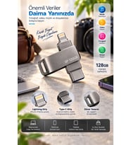Lightning Type C Destekli 128GB Taşınabilir USB Flash Bellek Fotoğraf Video ve Dosya Aktarımı