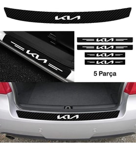Kia Claros İçin Uyumlu Aksesuar Oto Bağaj Ve Kapı Eşiği Sticker Set Karbon