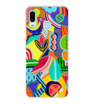 PrintiFy Samsung Galaxy A30 ile Uyumlu 1mm Slim Fit Retro Renkler 6 Baskılı Şeffaf  Kılıf