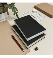 Tanıtım Özel Tasarım Siyah Kraft Kapaklı A6 Çizgisiz Defter - 360 Derece Açılabilir, Sırtı Dikişli,%100 El İşçiliği, Ofis İçin İdeal, Planlayıcı (A6 Çizgisiz)