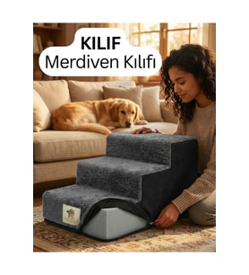 Yumuşak Ortopedik Merdiven Kedi ve Köpekler İçin Fermuarlı Kılıf (M Boy)