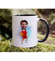 Bk Gift Kişiye Özel Basketbol Karikatürlü Siyah Kupa Bardak-5, Sevgiliye Hediye, Arkadaşa Hediye