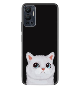 Infınix Hot 12 Kılıf Resimli Desenli Silikon Platinium Series White Cat 1835
