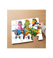Sevimli Pilot Dinozorlar Tasarımlı 24 Parça Ahşap Çocuk Puzzle MPK0154