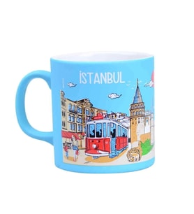 İstanbul Temalı Kutulu Seramik Kupa T 82*90 MM Açık Mavi