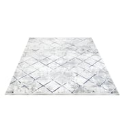 Makine Kaymaz Yıkanabilir Beyaz Geometrik Viskon Salon Halısı Mutfak Halısı Koridor Halısı Yolluk mavi