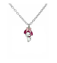 Göz Kırpan Kuromi Figürlü Pembe Kolye – 60 cm Zincirli Sevimli Anime Karakter Takı (Gümüş)