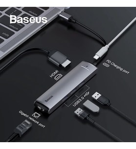 Baseus Usb Type C 6in1 HDMI 3x USB 3.0 RJ45 Çoğaltıcı Adaptör-(5775)