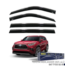 Niken Toyota Highlander 2021- Kromlu Cam Rüzgarlığı 4 LÜ (Siyah)