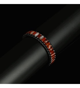 Clays Jewellery Kırmızı Akik & Hematit Taşı Silindir Bileklik, Unisex / Kadın / Erkek