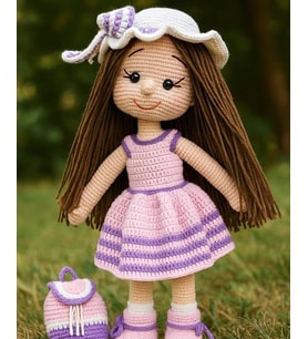 Şapkalı Şeker Kız Amigurumi Organik Oyuncak