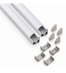 2’li Set Köşe LED Profil Kanal 18x18mm Alüminyum 2 Metre Sıva Üstü Eloksallı Opak Kapaklı Şerit LED Kanal Seti 8987
