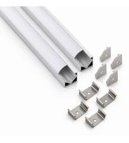 2’li Set Köşe LED Profil Kanal 18x18mm Alüminyum 2 Metre Sıva Üstü Eloksallı Opak Kapaklı Şerit LED Kanal Seti 8987
