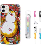 Apple iPhone 11 12 13 Mini Kılıf Kablo Koruma Spiral Silikon Tombul Kedi 1739