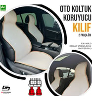 S-Dizayn Oto Koltuk Koruyucu Kılıf Krem Universal 2 Parça Ön A+ Kalite (Karışık)