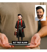 Kişiye Özel Avukat Karikatürlü 18 cm MDF Masaüstü Biblo - Avukat Hediyesi Avukata ve Hukukçuya Hediye