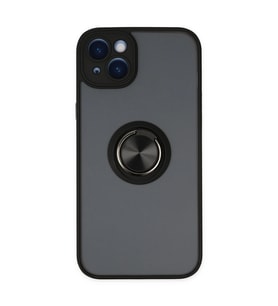 Apple İphone 14 Kılıf Montreal Yüzüklü Silikon Kapak - Siyah