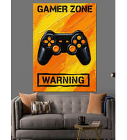 Turuncu Gamer Oyun Posteri Dekoratif Kanvas - Mdf Ahşap Tablo