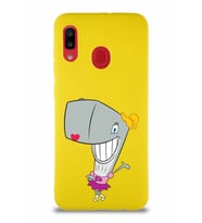 Samsung Galaxy A20 Soft Premier Kapak Pearl Yengeç Tasarımlı Silikon Kılıf - Sarı (Şeffaf)