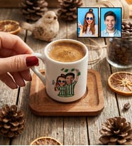 Kişiye Özel Karikatürlü Yeşil Beyaz Taraftar Sevgiliye Hediye Türk Kahvesi Fincanı Sevgililer Günü Hediyesi