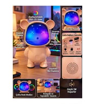 Renk Değiştiren Işıklı Animasyon Ayıcık Bluetooth USB Hoparlör Kablosuz Robot Gece Masa Lambası PMBE