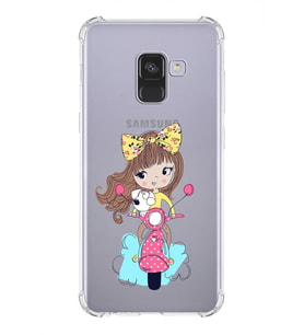 Samsung Galaxy A8 2018 Uyumlu Köşe Korumalı Antişok Kapak Vespagirl Tasarımlı Şeffaf Kılıf
