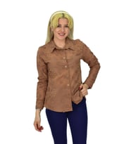 Kadın Brodeli Taşlı Bluz BGL-ST03720 (Açık Kahverengi)