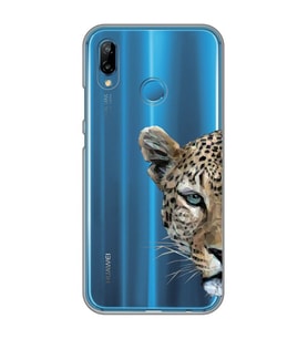 Huawei P20 Lite Uyumlu Kaplan Desenli Şeffaf Telefon Kılıfı