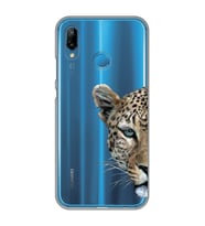 Huawei P20 Lite Uyumlu Kaplan Desenli Şeffaf Telefon Kılıfı