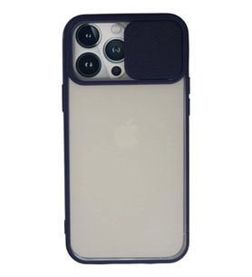 Newface Apple iPhone 13 Pro Max Kılıf Palm Buzlu Kamera Sürgülü Silikon - Lacivert