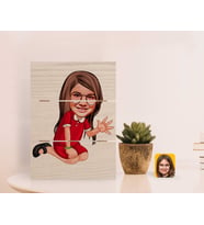 BK Gift Kişiye Özel Kız Çocuk Karikatürlü Otantik Masaüstü Ahşap Palet Çerçeve-2 (Beyaz)