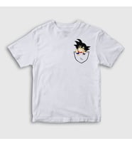 Presmono Unisex Çocuk Beyaz Pocket Goku Anime Dragon Ball T-Shirt 236772tt (Beyaz)