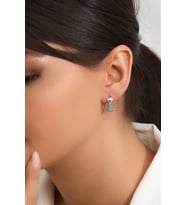 Kadın 925 Ayar Gümüş Zirkon Taşlı Küpe (Rodyum)