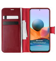 Microsonic Xiaomi Redmi Note 10 Pro Max Kılıf Delux Leather Wallet Kırmızı
