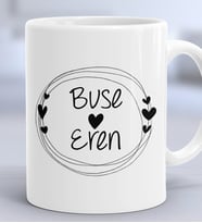 Kişiye Özel İki İsim Yazılı Hediye Kupa Bardak Sevgililer Günü Hediyesi (Beyaz)