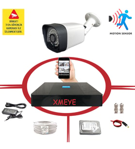 1'li Hareket Algılayan 5 Mp Lens 1080P 36 IRLED Metal Kasa Güvenlik Kamerası Seti_436