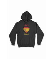 Madrid İspanya Bayraklı Kalpli Siyah Sweatshirt Hoodie