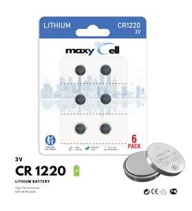 MaxyCell 6 Adet CR1220 DL1220 1220 LIR1220 3V Maxycell Lityum Pil Lityum Düğme Pil