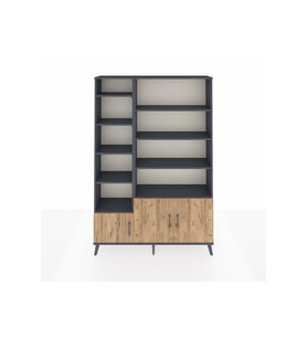 Arges Dolap 10 Raflı 3 Kapaklı 132x30x195 Antrasit-Çam/Antrasit