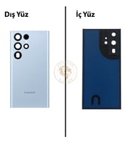 Samsung S22 Ultra Mavi Arka Pil Kapağı Batarya Kapağı Lazer Kesim Back Cover