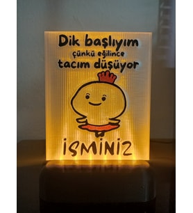 Kişiye Özel İsimli Hediyelik Kablolu Led Lamba - M6 - Eğilince Tacım Düşüyor (Amber)