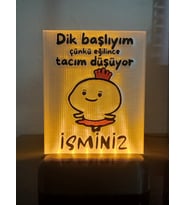 Kişiye Özel İsimli Hediyelik Kablolu Led Lamba - M6 - Eğilince Tacım Düşüyor (Amber)