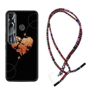 Tecno Spark 6 6 Go 8C 8 Pro 7 7 Pro Kılıf Boyun Asklı Rasta Silikon Plane Heart 1721