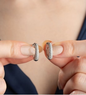 925 Ayar Gümüş Zirkon Taşlı Halka Küpe (Gümüş)
